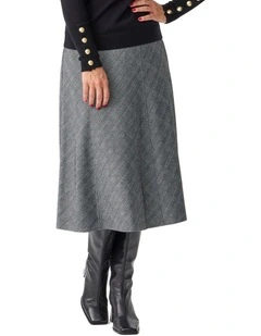 Middleton Check Gored Pull On Skirt in Grey