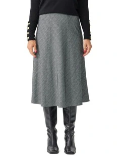 Middleton Check Gored Pull On Skirt in Grey