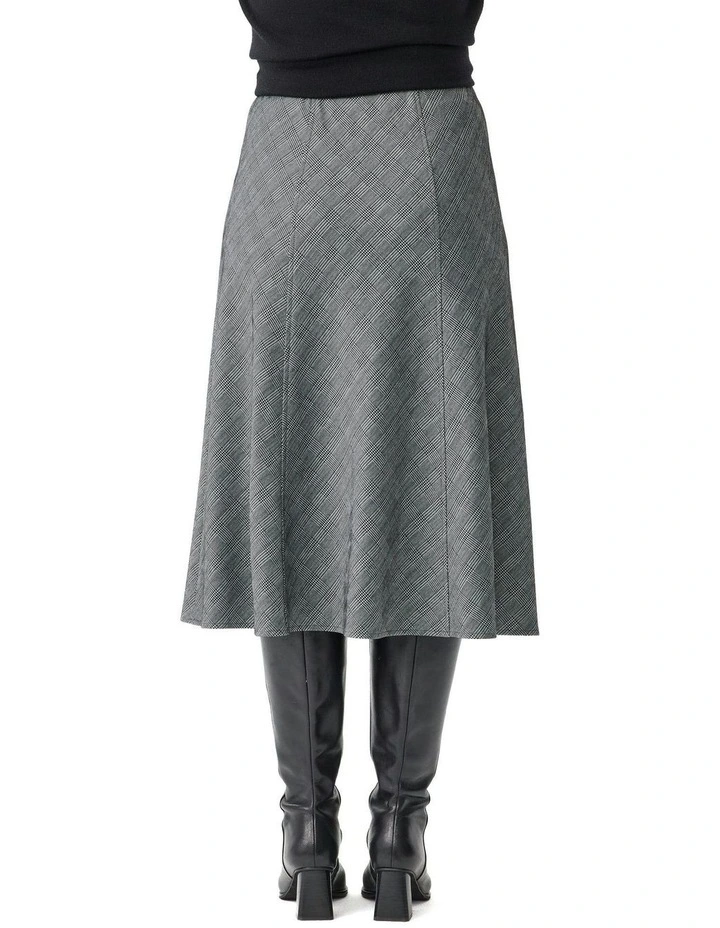Middleton Check Gored Pull On Skirt in Grey image 2