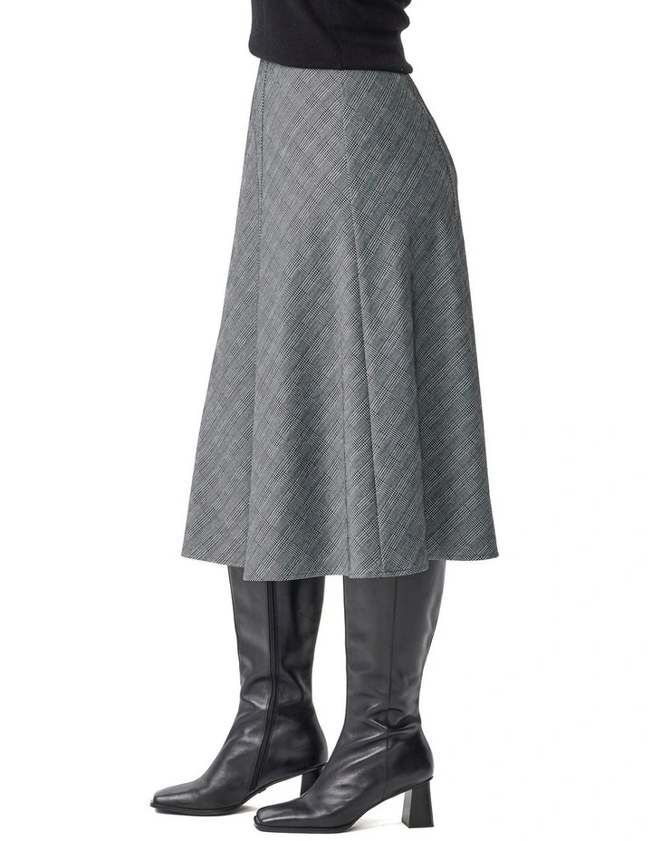 Middleton Check Gored Pull On Skirt in Grey image 3