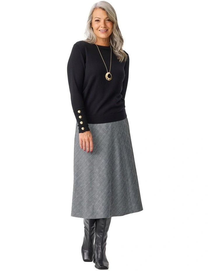 Middleton Check Gored Pull On Skirt in Grey image 4