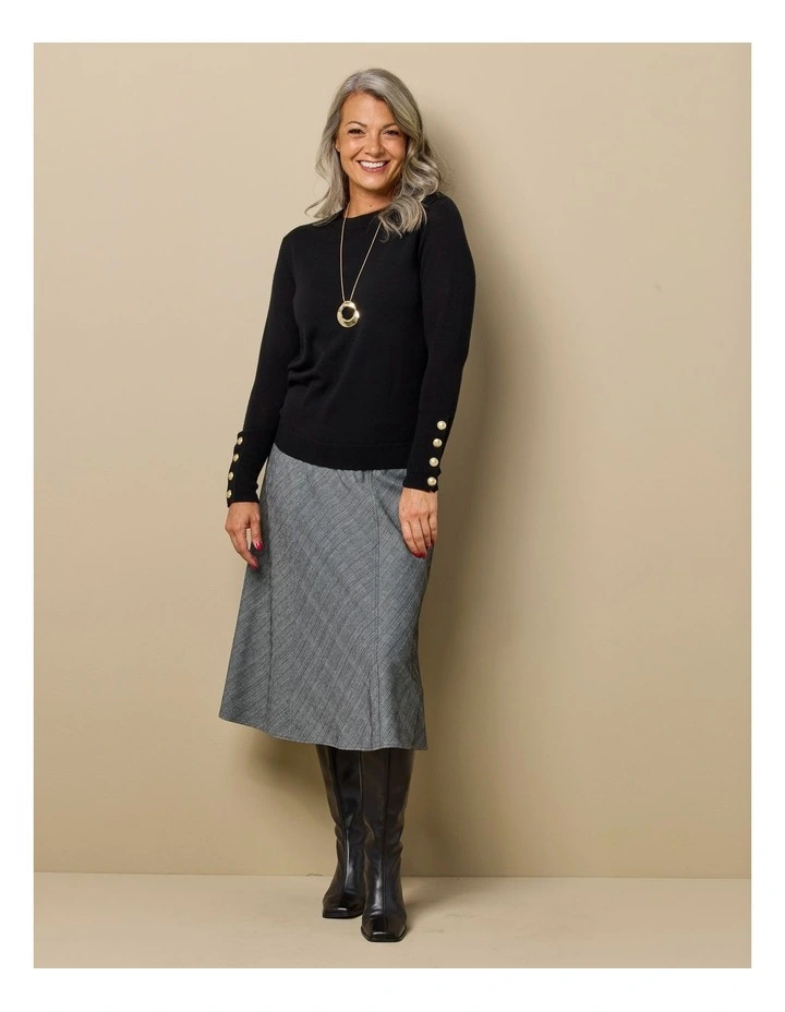 Middleton Check Gored Pull On Skirt in Grey image 5