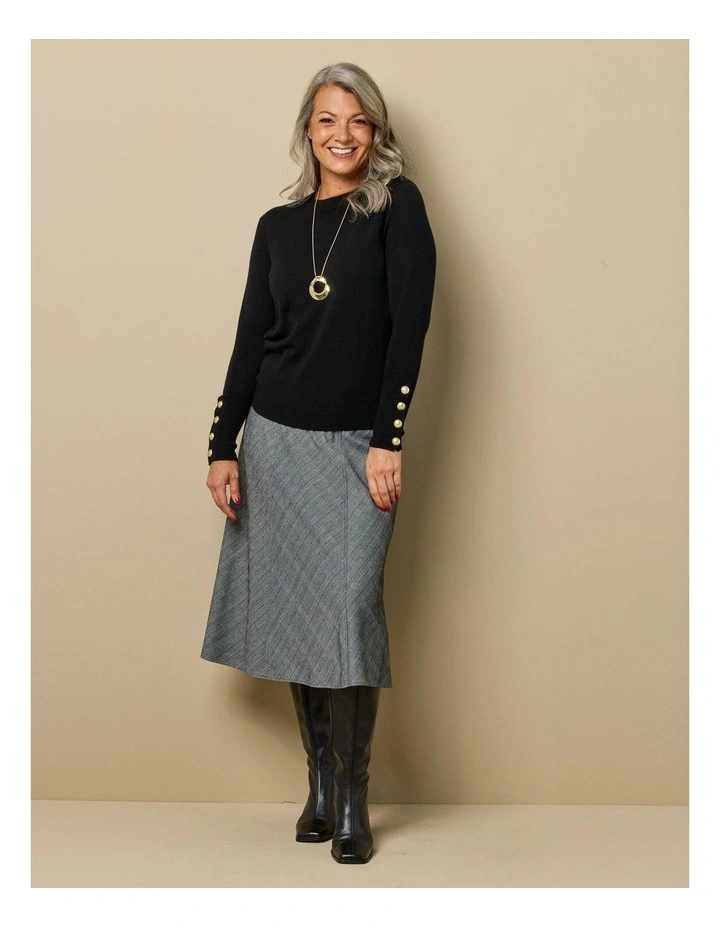 Middleton Check Gored Pull On Skirt in Grey image 5