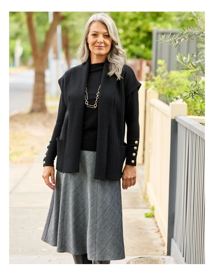 Middleton Check Gored Pull On Skirt in Grey image 6