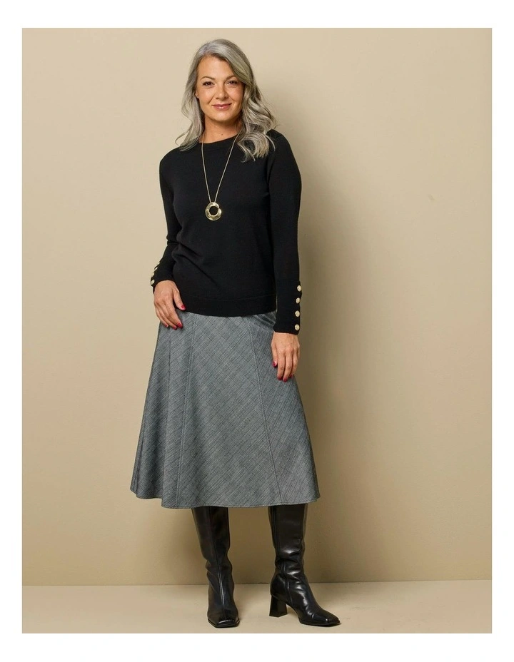 Middleton Check Gored Pull On Skirt in Grey image 6