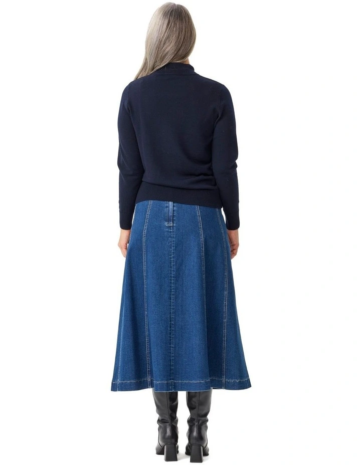 Harper Gored Denim Skirt in Blue image 2