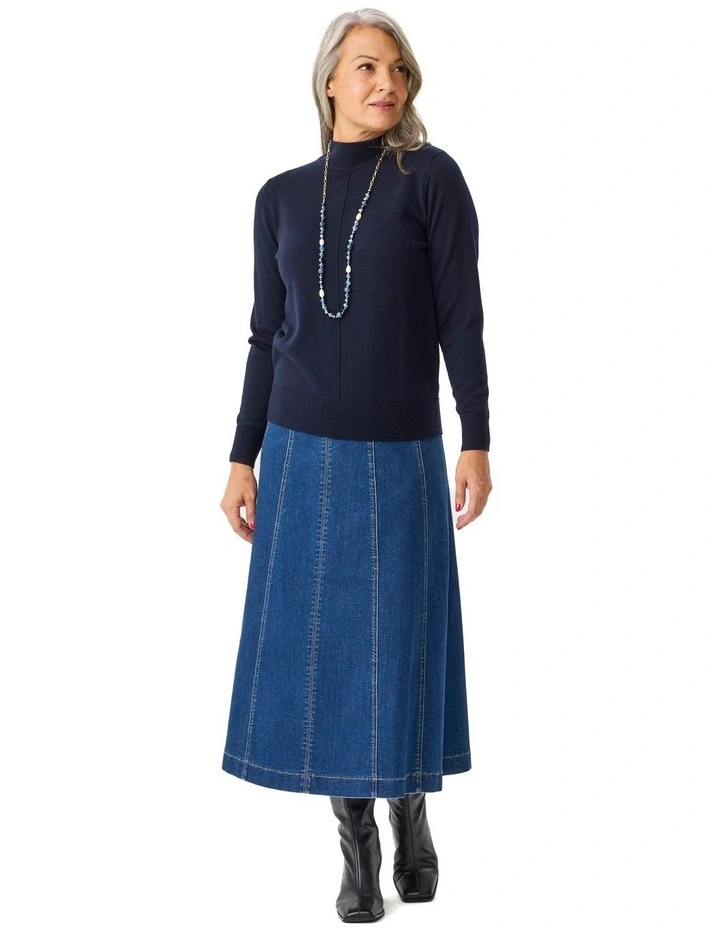 Harper Gored Denim Skirt in Blue image 4
