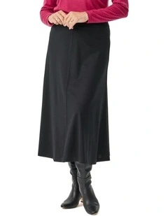Hedrena Interlock Flared Skirt in Black