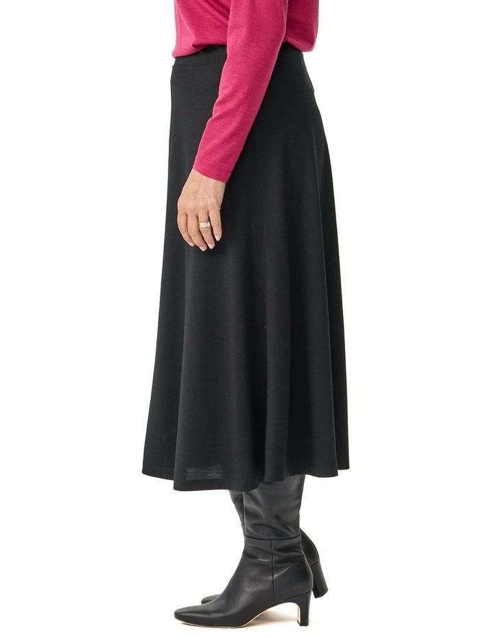 Hedrena Interlock Flared Skirt in Black image 3