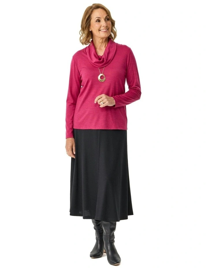 Hedrena Interlock Flared Skirt in Black image 5