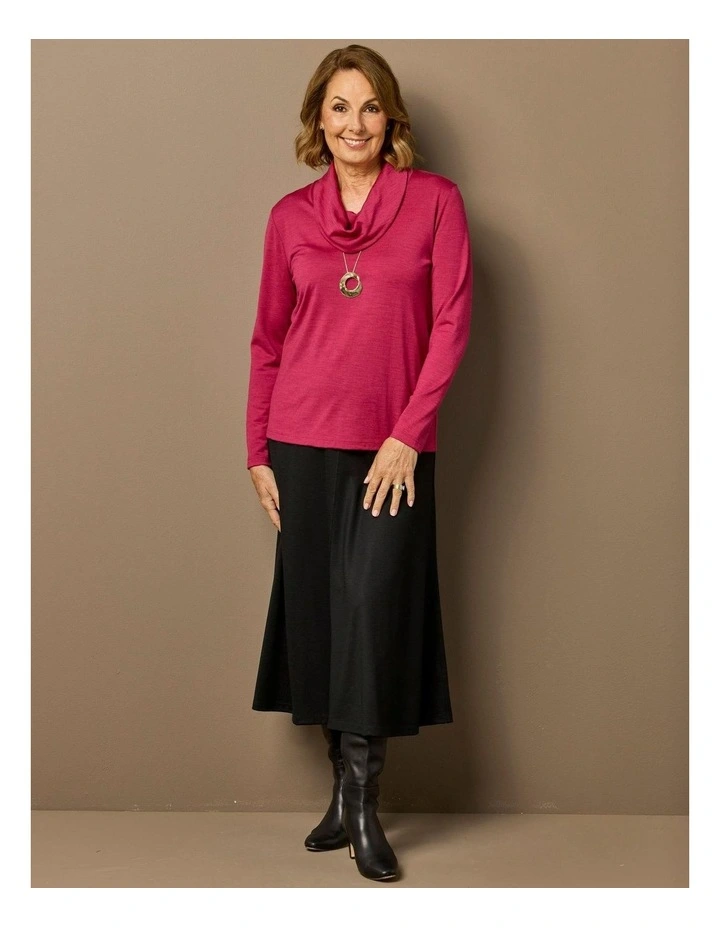 Hedrena Interlock Flared Skirt in Black image 6