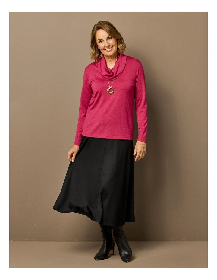 Hedrena Interlock Flared Skirt in Black image 7