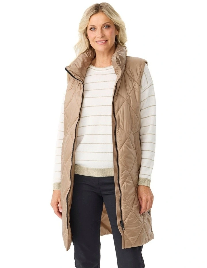 Lido Longline Puffer Vest in Vanilla image 1
