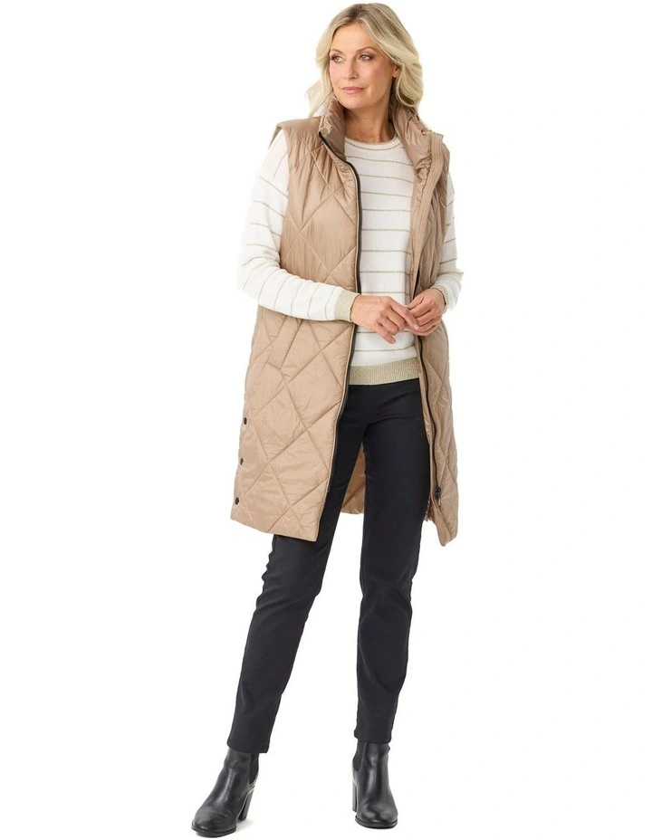 Lido Longline Puffer Vest in Vanilla image 4