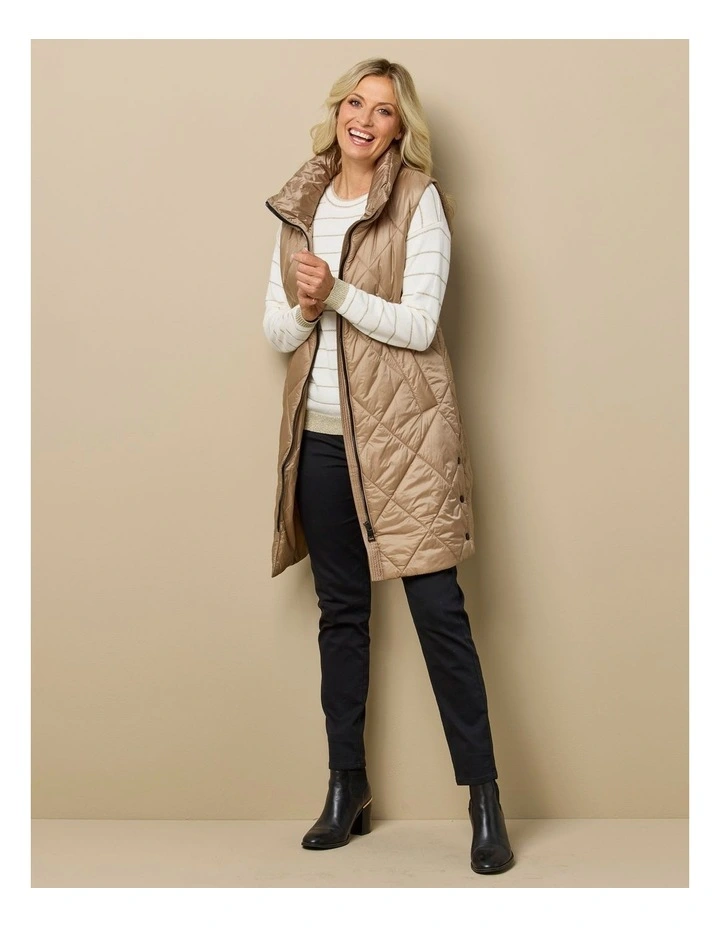 Lido Longline Puffer Vest in Vanilla image 5