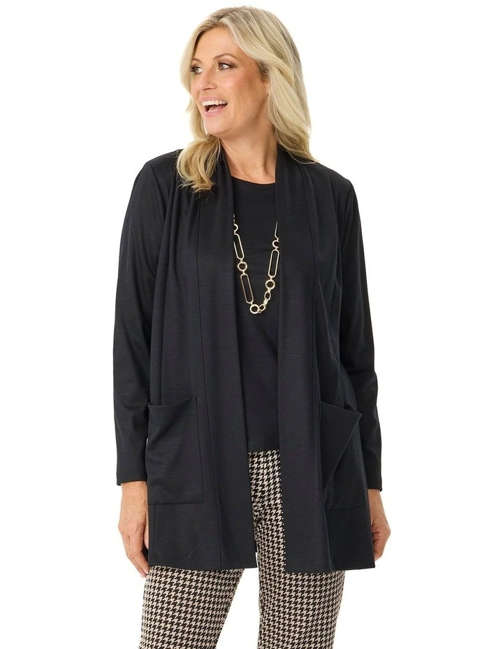 Hedrena Interlock Pocket Cardigan in Black image 1