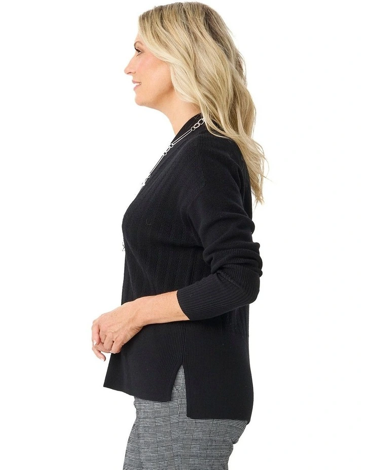 Herring V Neck Sweater in Black image 3