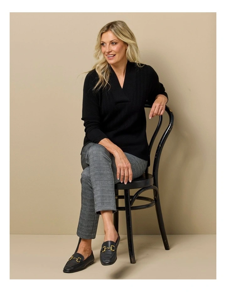 Herring V Neck Sweater in Black image 6