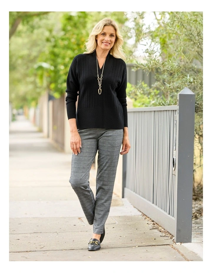 Herring V Neck Sweater in Black image 7