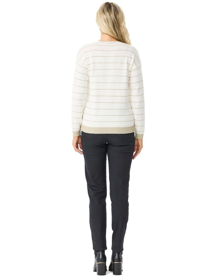 Kris Lurex Stripe Sweater in Ivory image 2