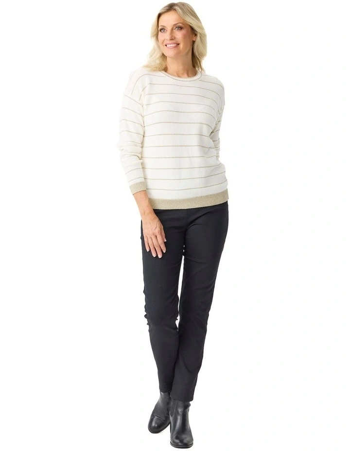 Kris Lurex Stripe Sweater in Ivory image 5
