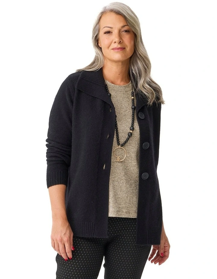 Everdeen Button Cardigan in Black image 1