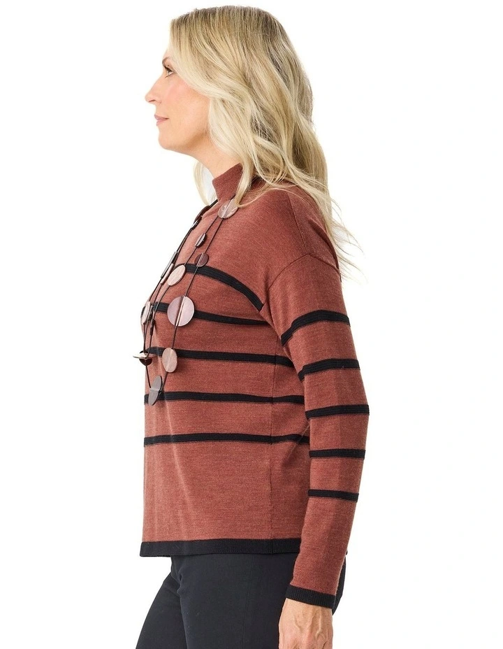 Cedar Stripe Sweater in Brown image 3