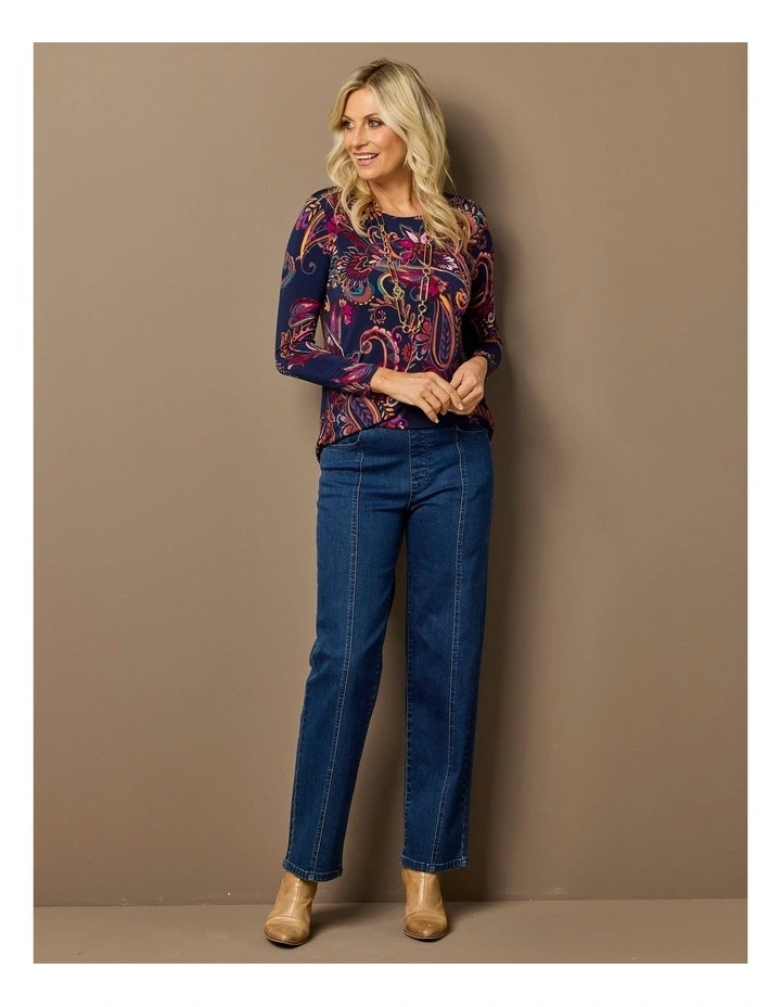 Bazaar Pleat Back Long Sleeve Top in Multi image 6