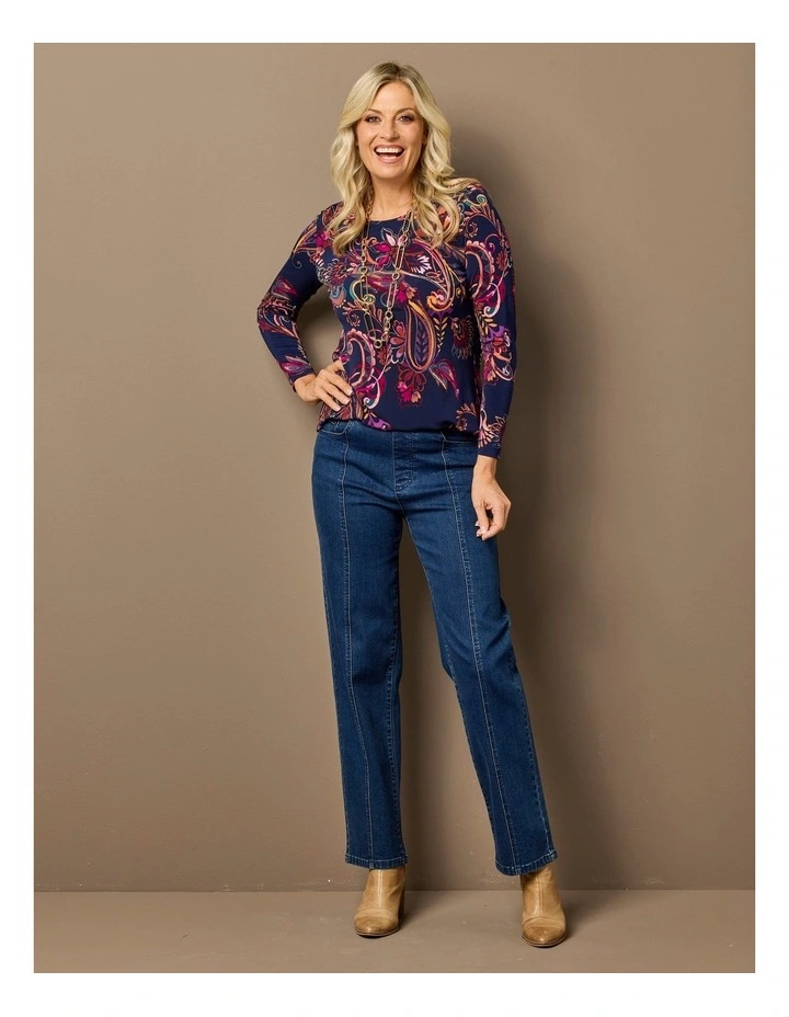 Bazaar Pleat Back Long Sleeve Top in Multi image 7