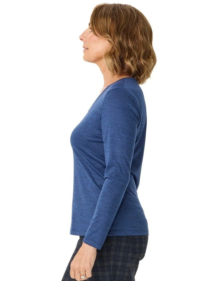 Hedrena V Neck Long Sleeve Top in Blue image 3