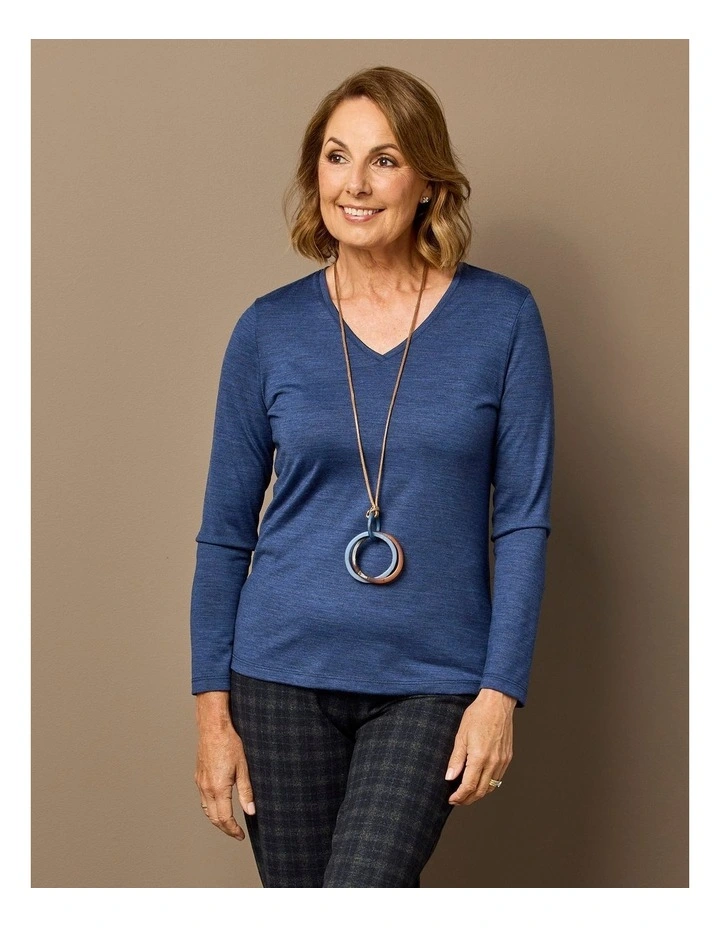 Hedrena V Neck Long Sleeve Top in Blue image 6