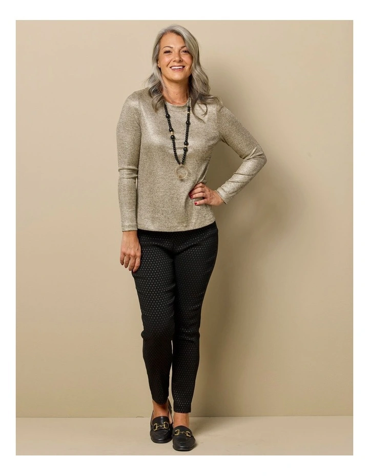 Grazia Rib Long Sleeve Top in Gold image 6