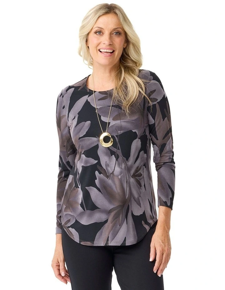 Tonina Pleat Back Long Sleeve Top in Multi image 1