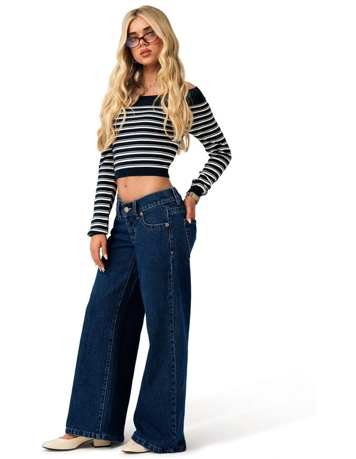 Super Low Wide Petite Tara 00 Pant in Blue image 4