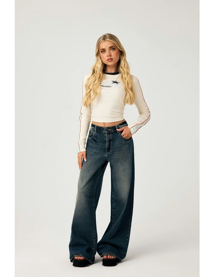 95 Mid Super Baggy Petite Miley Pant in Blue image 3