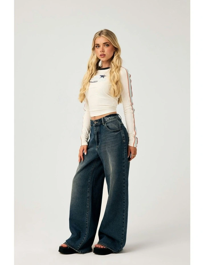 95 Mid Super Baggy Petite Miley Pant in Blue image 4