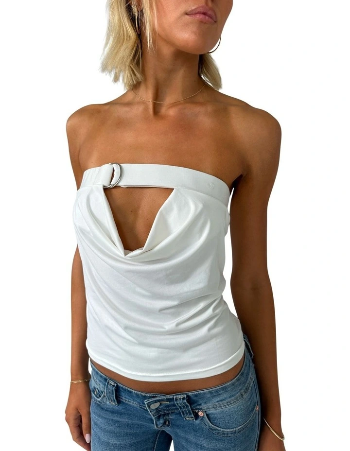 Tara Cowl Top in White image 3