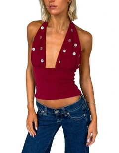 Nicky Button Halter in Raspberry