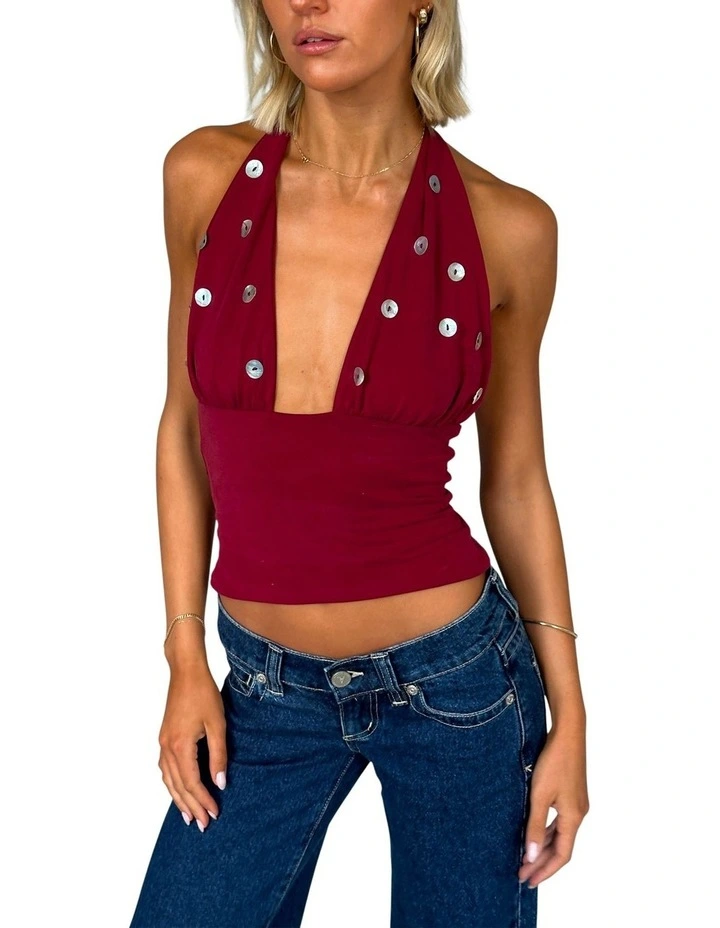 Nicky Button Halter in Raspberry image 1