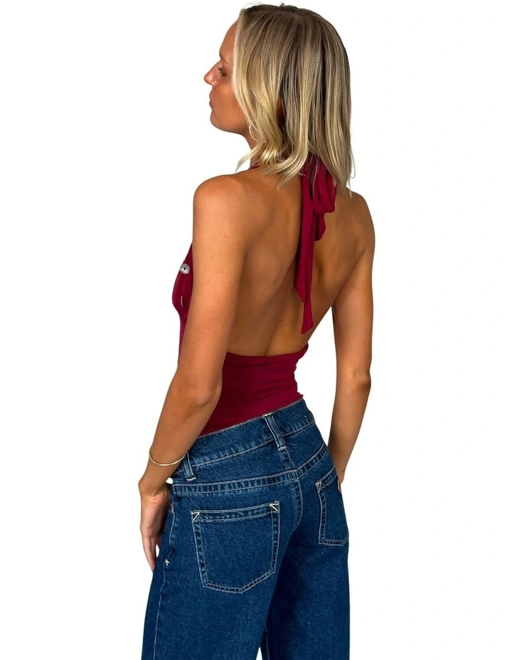 Nicky Button Halter in Raspberry image 2