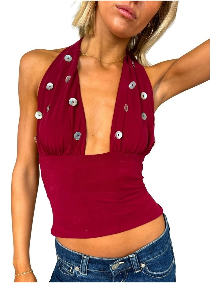 Nicky Button Halter in Raspberry image 3