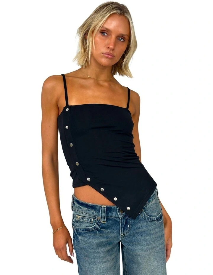 Heidi Snap Top in Black image 1