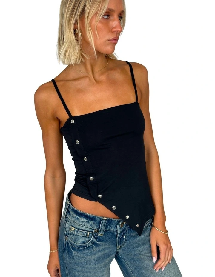 Heidi Snap Top in Black image 5