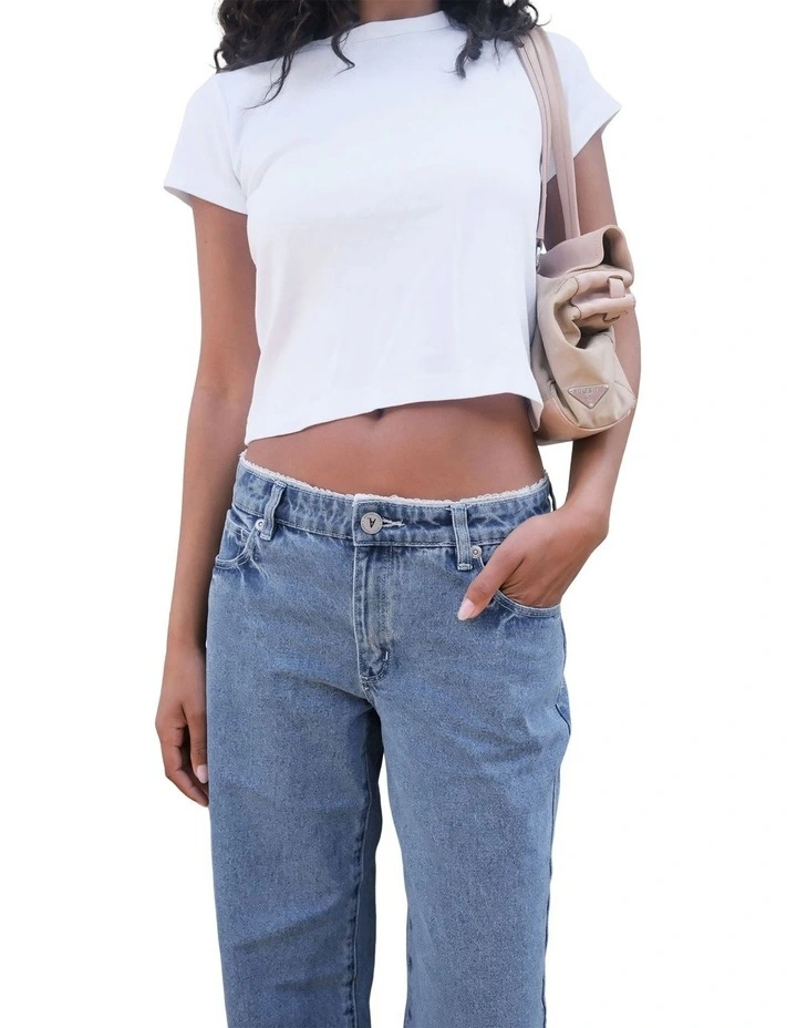 99 Low Baggy Selena Lace Recycled Jeans in Blue image 3