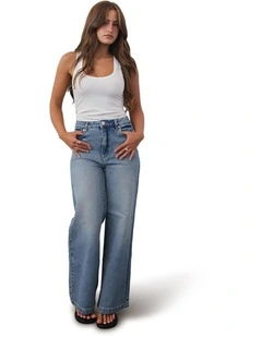 94 High & Wide Petite Selena Jeans in Blue