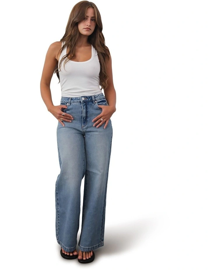 94 High & Wide Petite Selena Jeans in Blue image 1