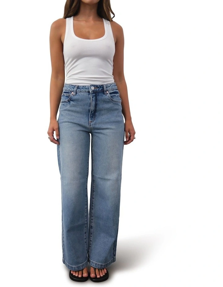 94 High & Wide Petite Selena Jeans in Blue image 4