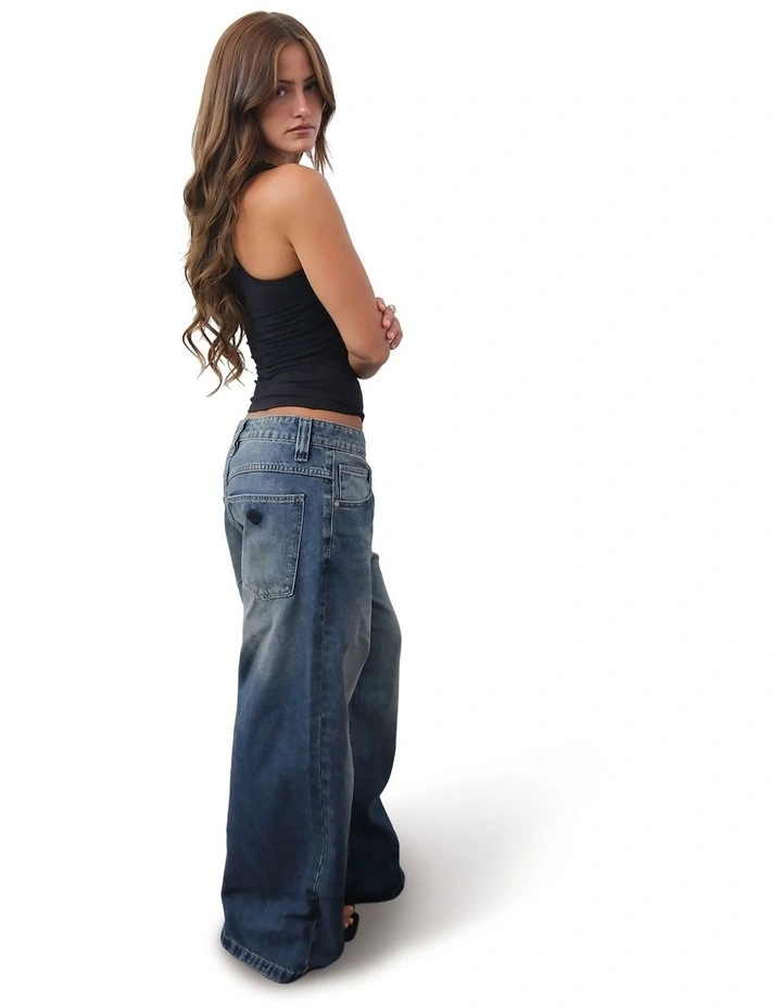 99 Low Mega Baggy Petite Mason Jeans in Used Wash image 3