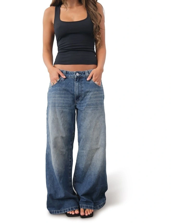 99 Low Mega Baggy Petite Mason Jeans in Used Wash image 4