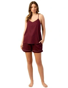 Bordeaux Camisole Boxer Set in Wine